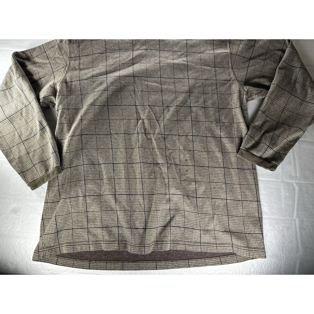 VTG L.L.Bean Mock Neck Windowpane Houndstooth Shirt Mens XL Beige USA Made - Picture 8 of 16